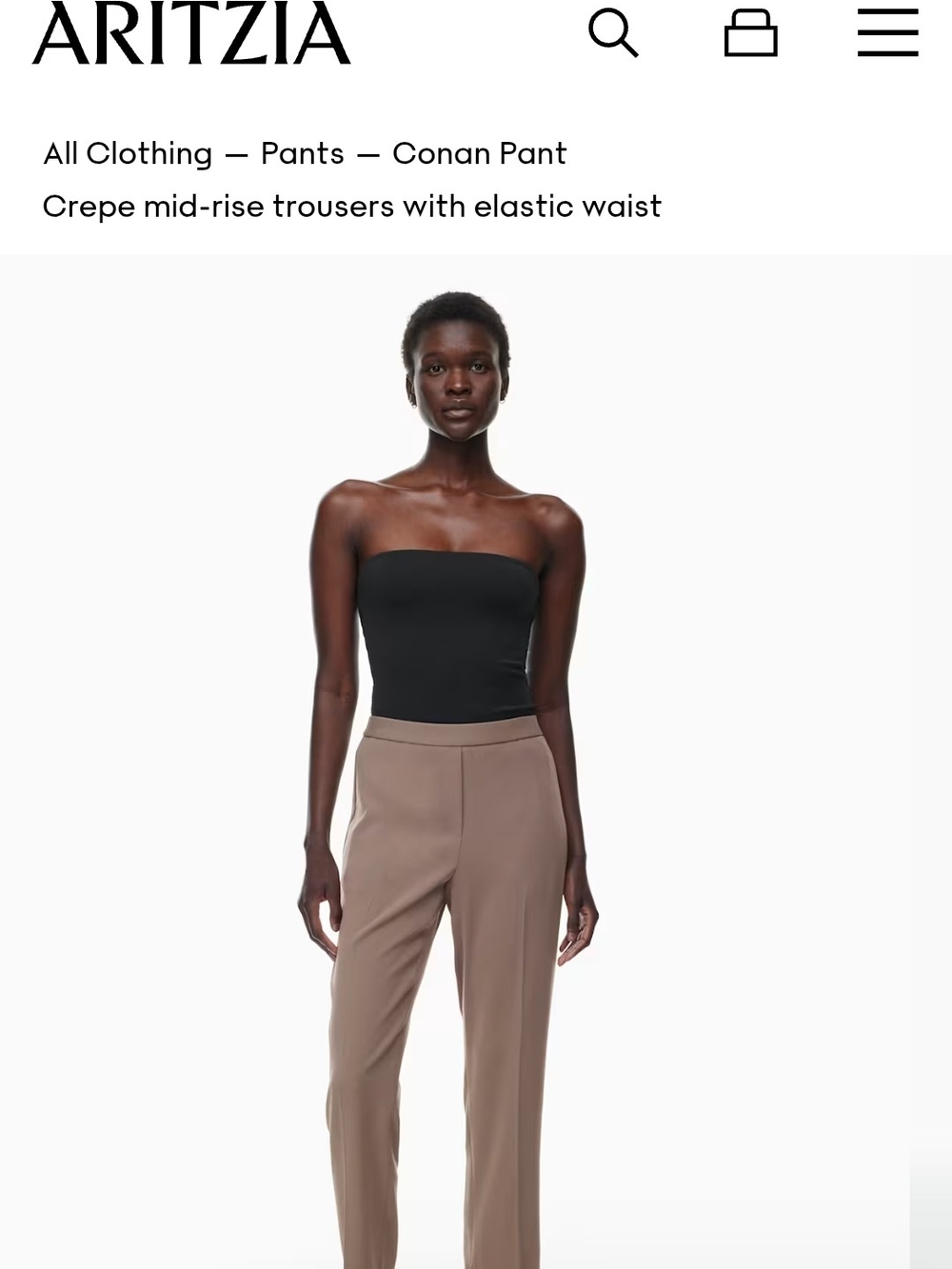 Aritzia Conan Crepe Mid-Rise Trousers In Sand/Beige